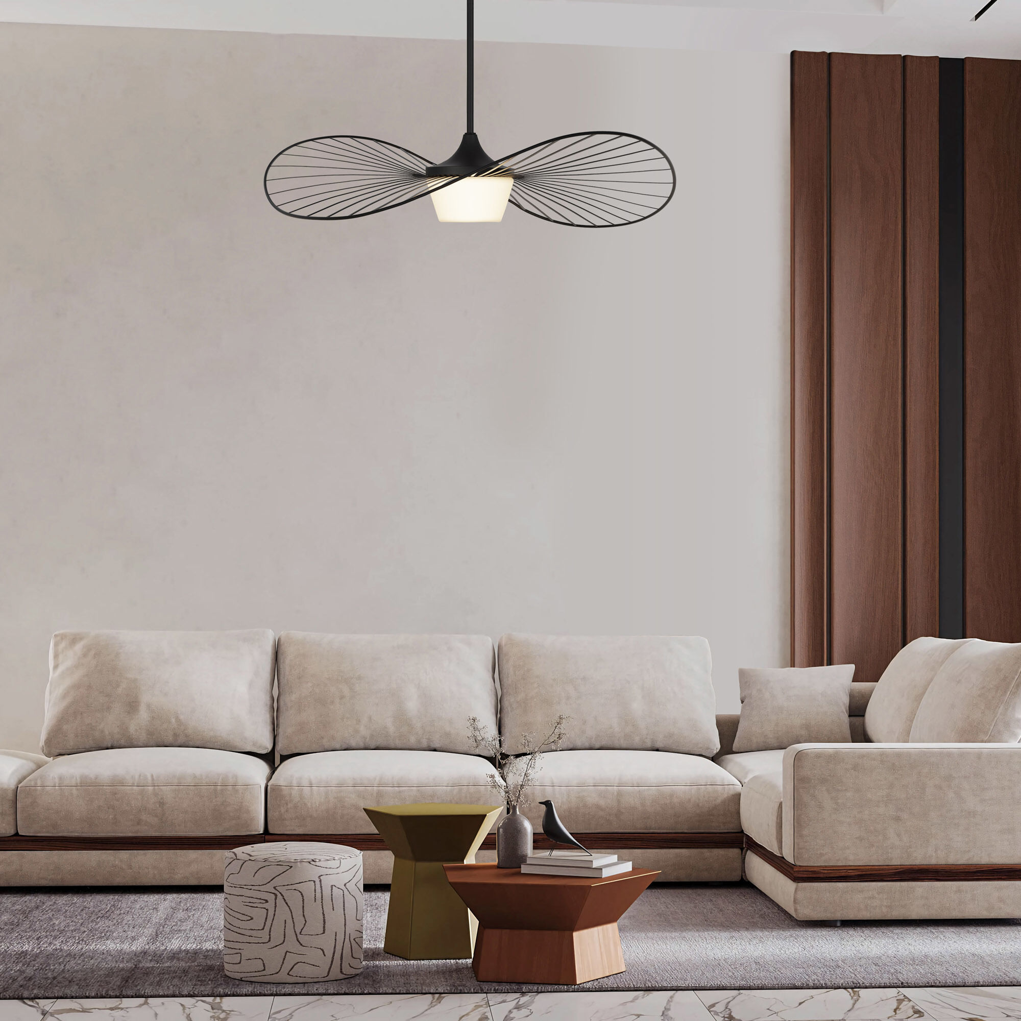 New Wave LED 34 inch Sand Black Outdoor Pendant